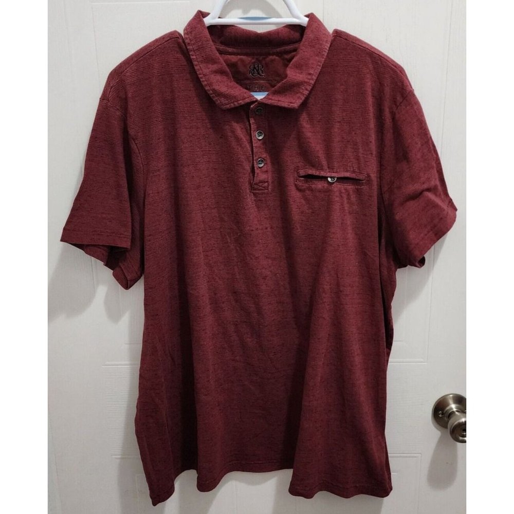 R&R Rock & Republic Iconic Red Rust Heathered Polo Cotton Blend Shirt Size 2XL